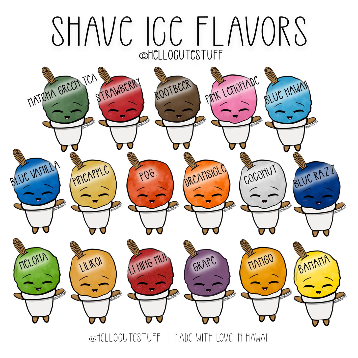 Single Flavor Shave Ice Sticker | Small Size